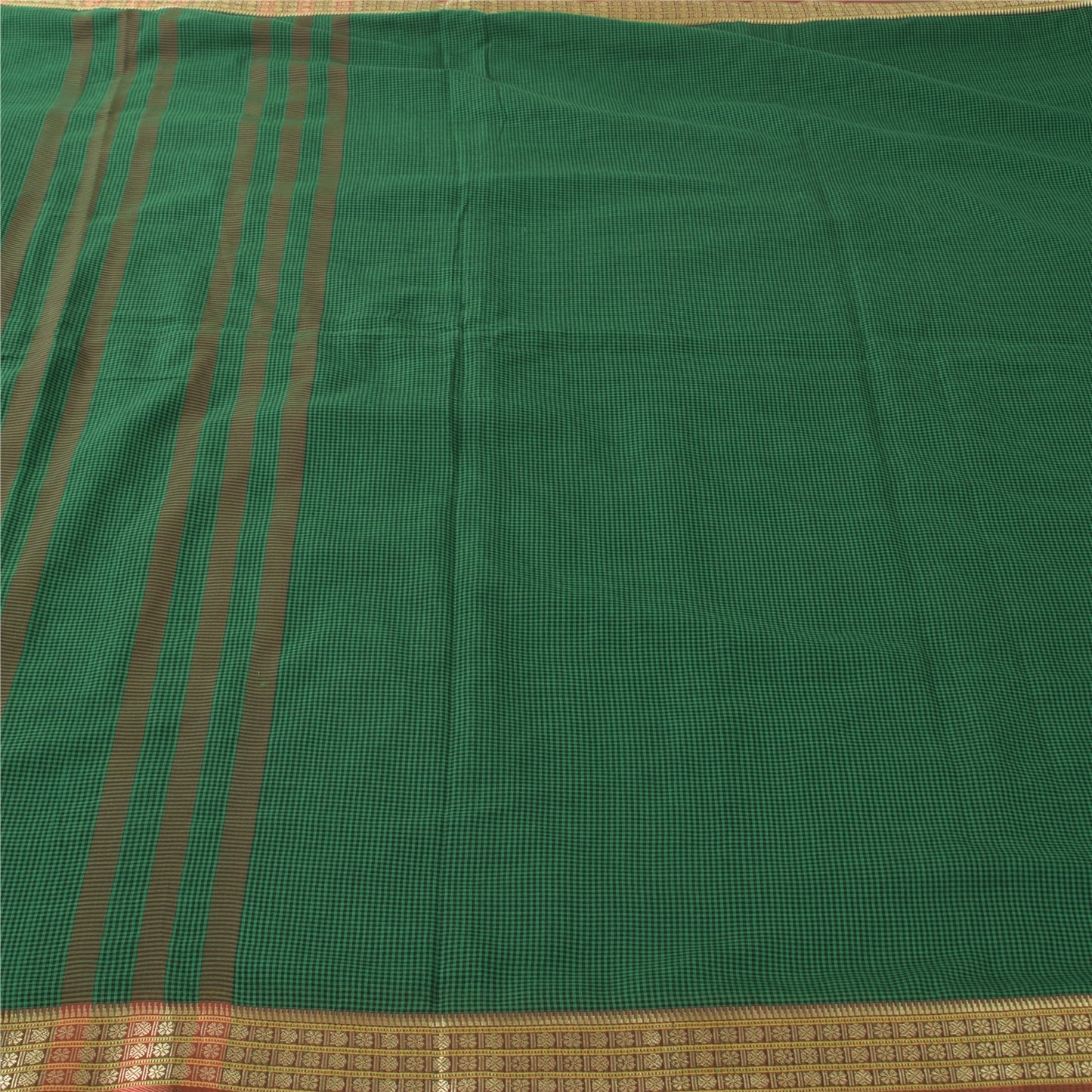 Sanskriti Vintage Indian Green Sarees Pure Silk Woven Premium Sari Craft Sustainable Fabric