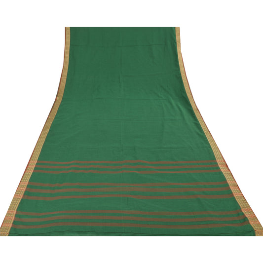 Sanskriti Vintage Indian Green Sarees Pure Silk Woven Premium Sari Craft Sustainable Fabric