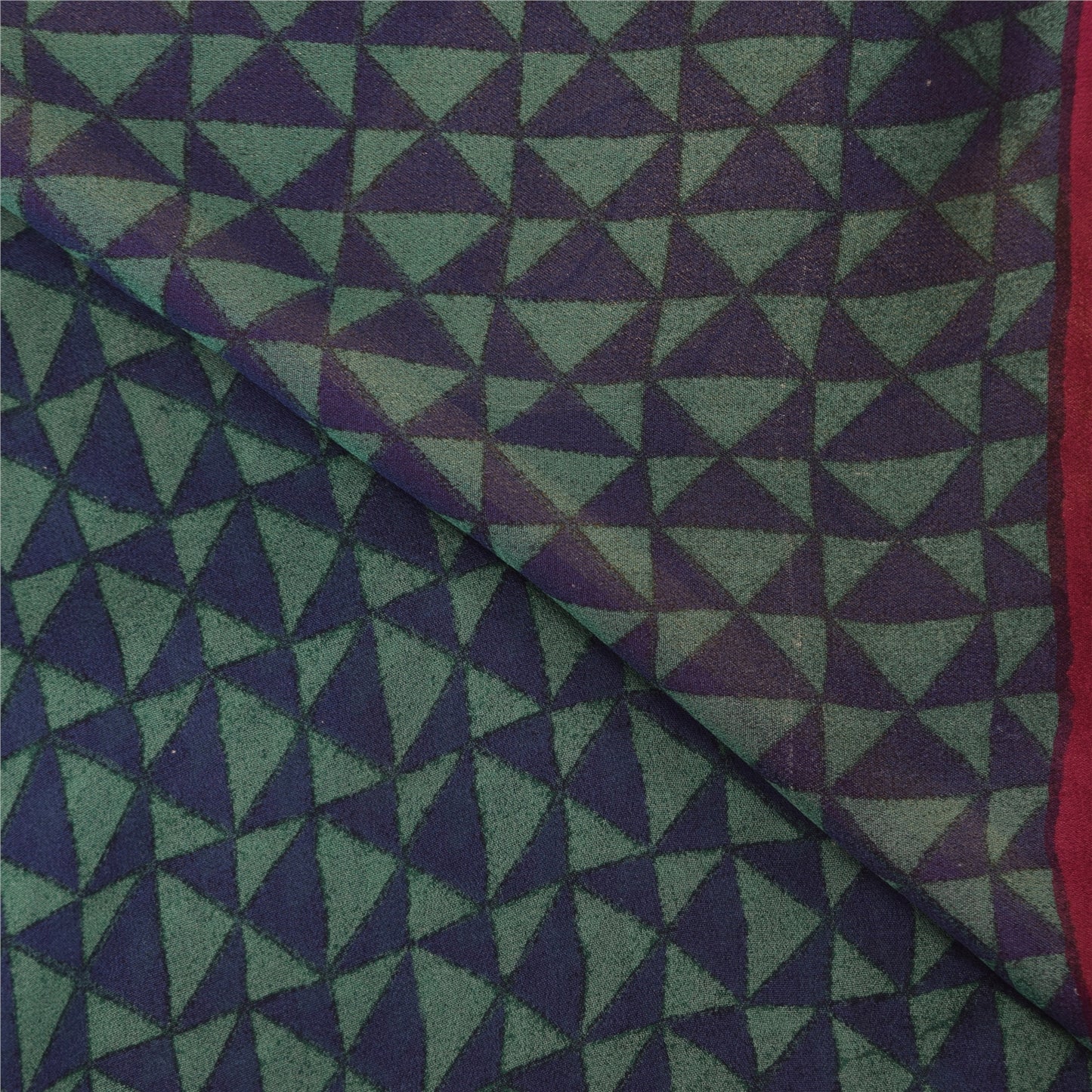 Sanskriti Vintage Blue/Green Sarees Pure Georgette Printed Woven Sari 5yd Sustainable Fabric