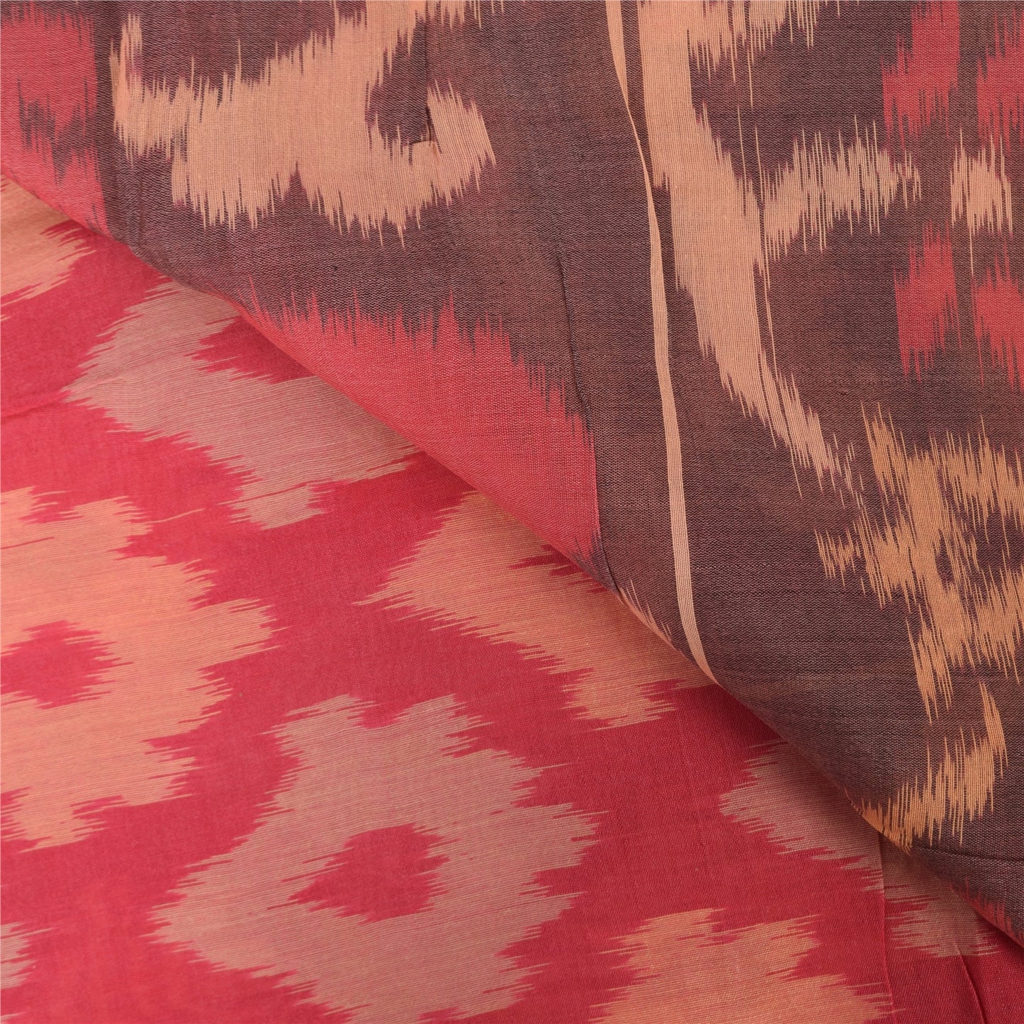 Sanskriti Vintage Red/Brown Sarees Pure Cotton Woven Sari Premium Craft Sustainable Fabric