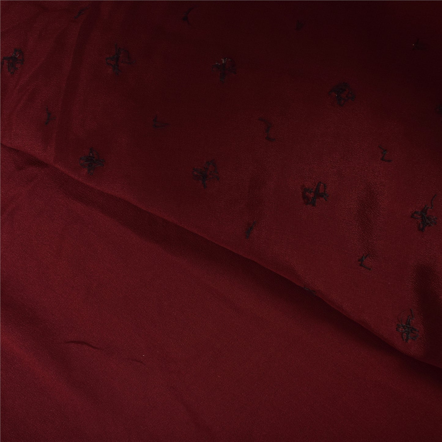 Sanskriti Vintage Dark Red Sarees Pure Silk Hand Beaded Ethnic Sari Craft Sustainable Fabric