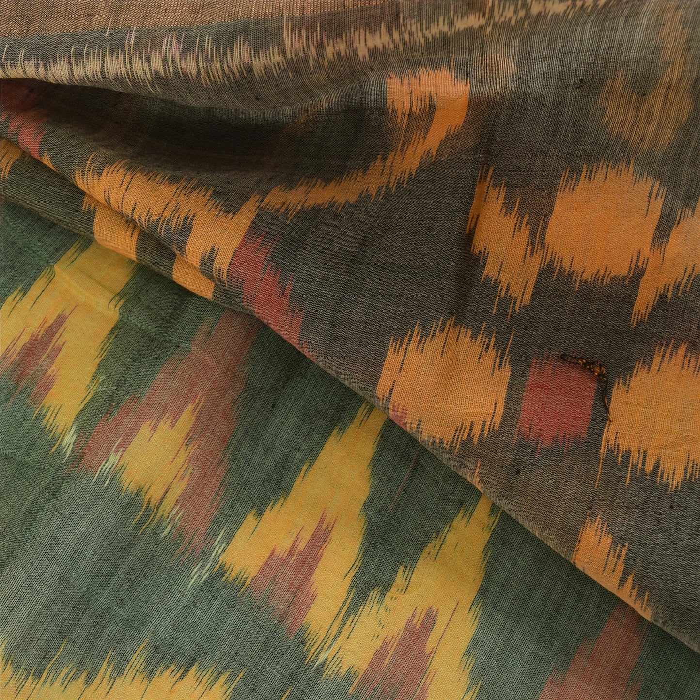 Sanskriti Vintage Black Sarees Pure Silk Ikat Woven Ethnic Sari 5yd Craft Sustainable Fabric