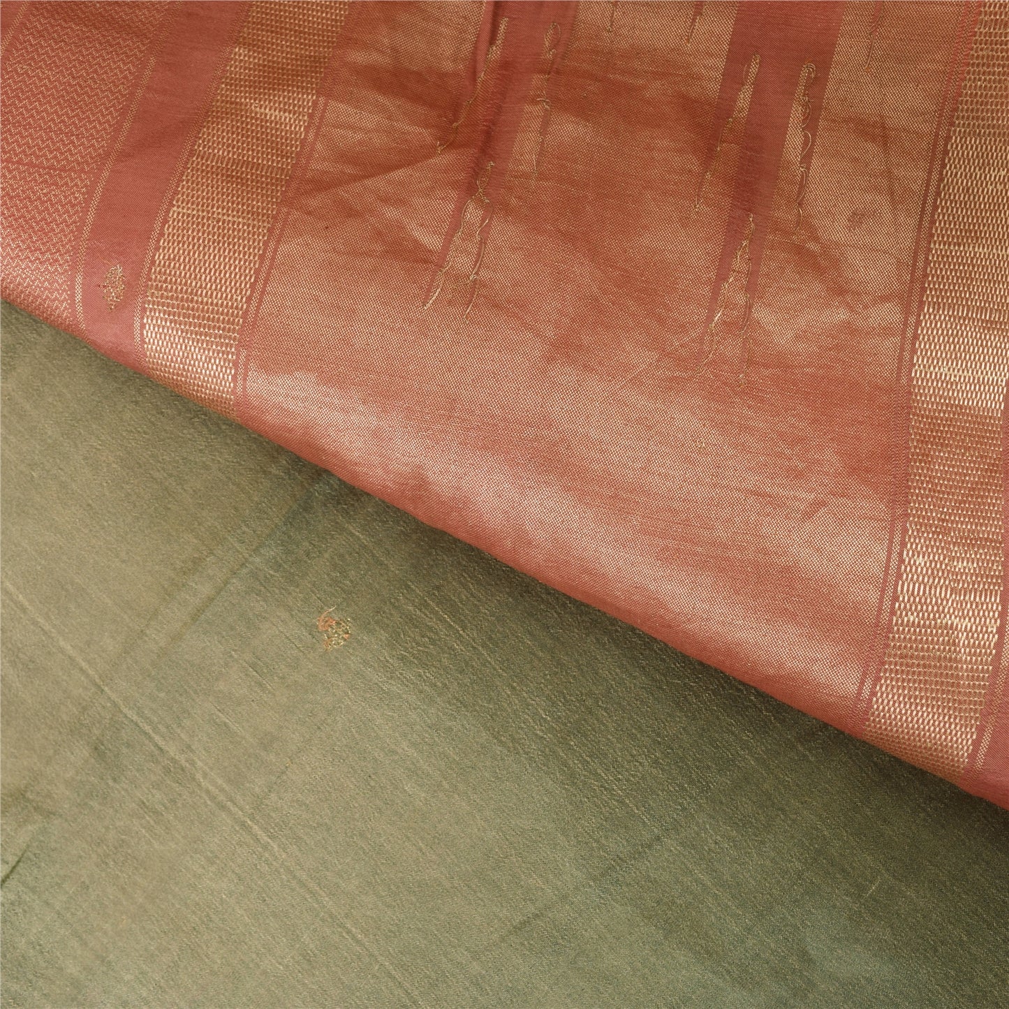 Sanskriti Vintage Green/Red Sarees Pure Silk Woven Ethnic Sari 5+yd Craft Sustainable Fabric