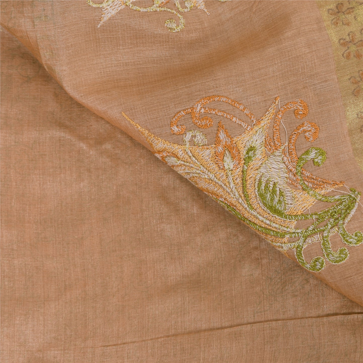Sanskriti Vintage Brown Sarees Pure Silk Embroidered Printed Sari Craft Sustainable Fabric