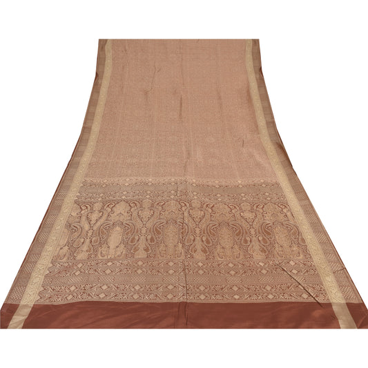 Sanskriti Vintage Indian Red Sarees Pure Silk Woven Sari Ethnic 5yd Craft Sustainable Fabric