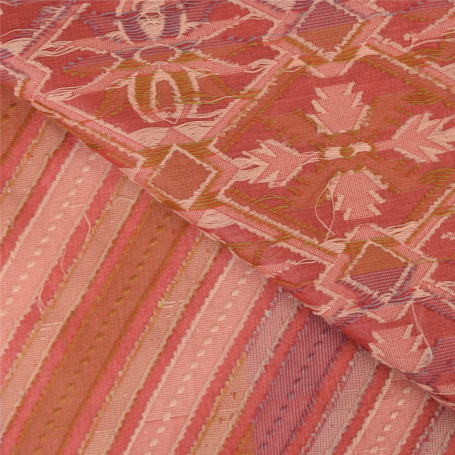 Sanskriti Vintage Indian Red Sarees Pure Silk Woven Ethnic Sari 5yd Craft Sustainable Fabric