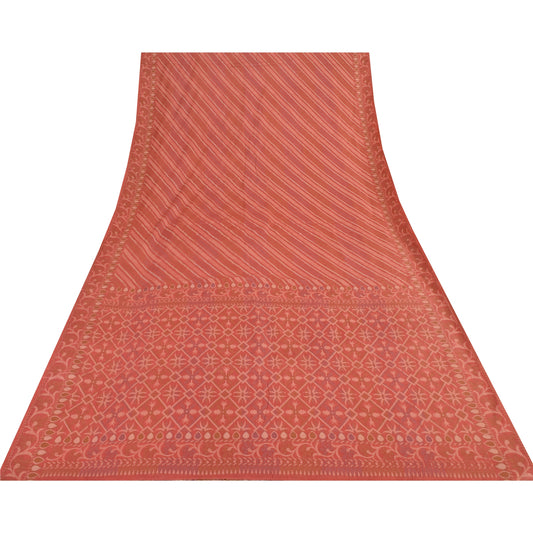 Sanskriti Vintage Indian Red Sarees Pure Silk Woven Ethnic Sari 5yd Craft Sustainable Fabric