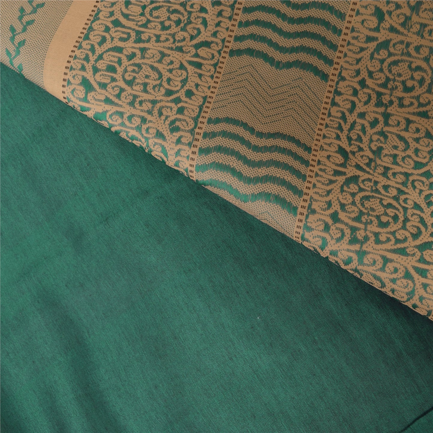 Сари Sanskriti Vintage Green/Cream из чистого хлопка, этническое сари, ремесло, устойчивая ткань