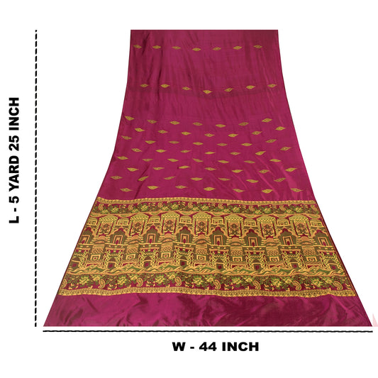 Sanskriti Vintage Sarees Purple Banarasi Brocade Woven Pure Silk Sari 5+YDFabric