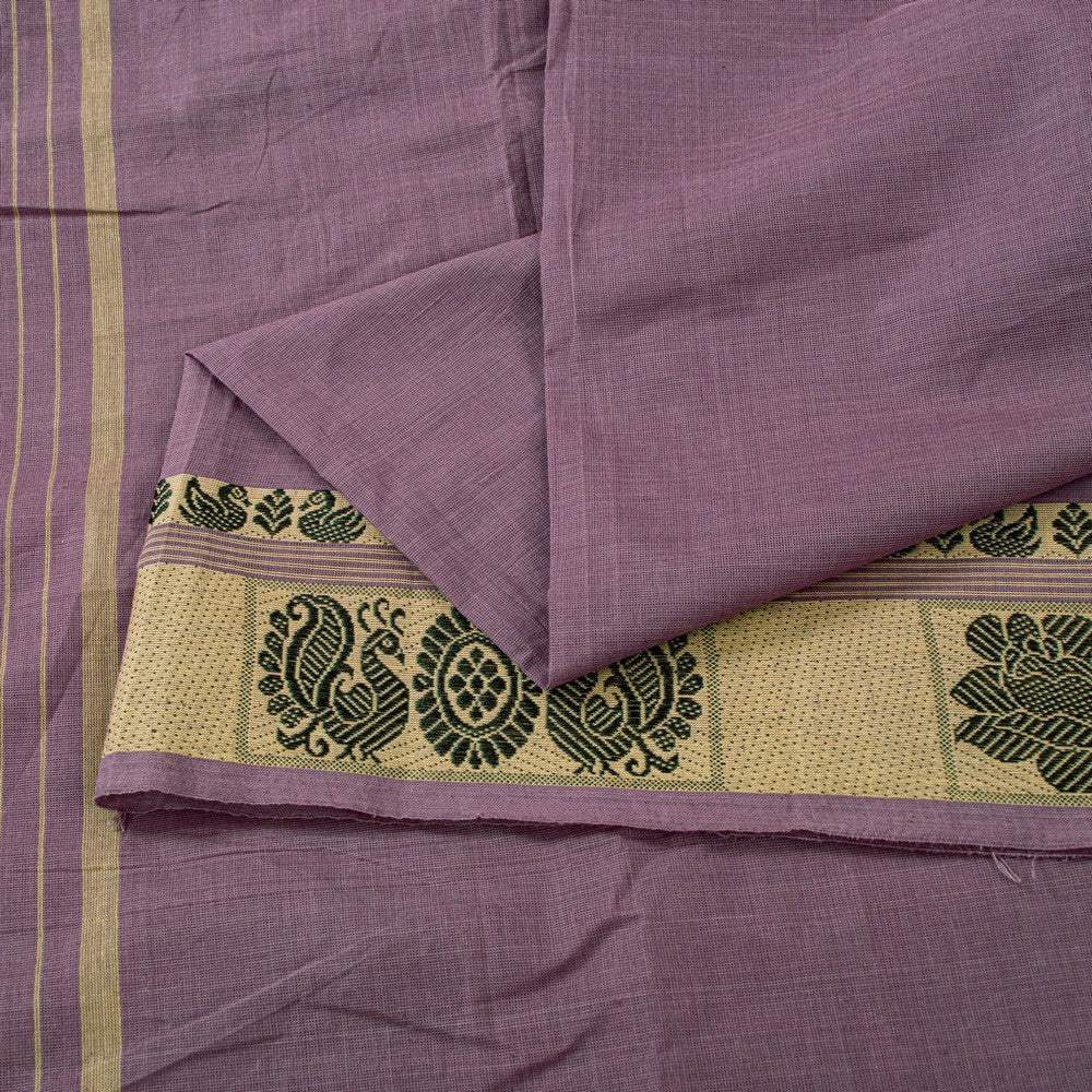 Sanskriti Vintage Purple 100% Pure Cotton Begumpuri Saree Hand Craft 5+YD Fabric