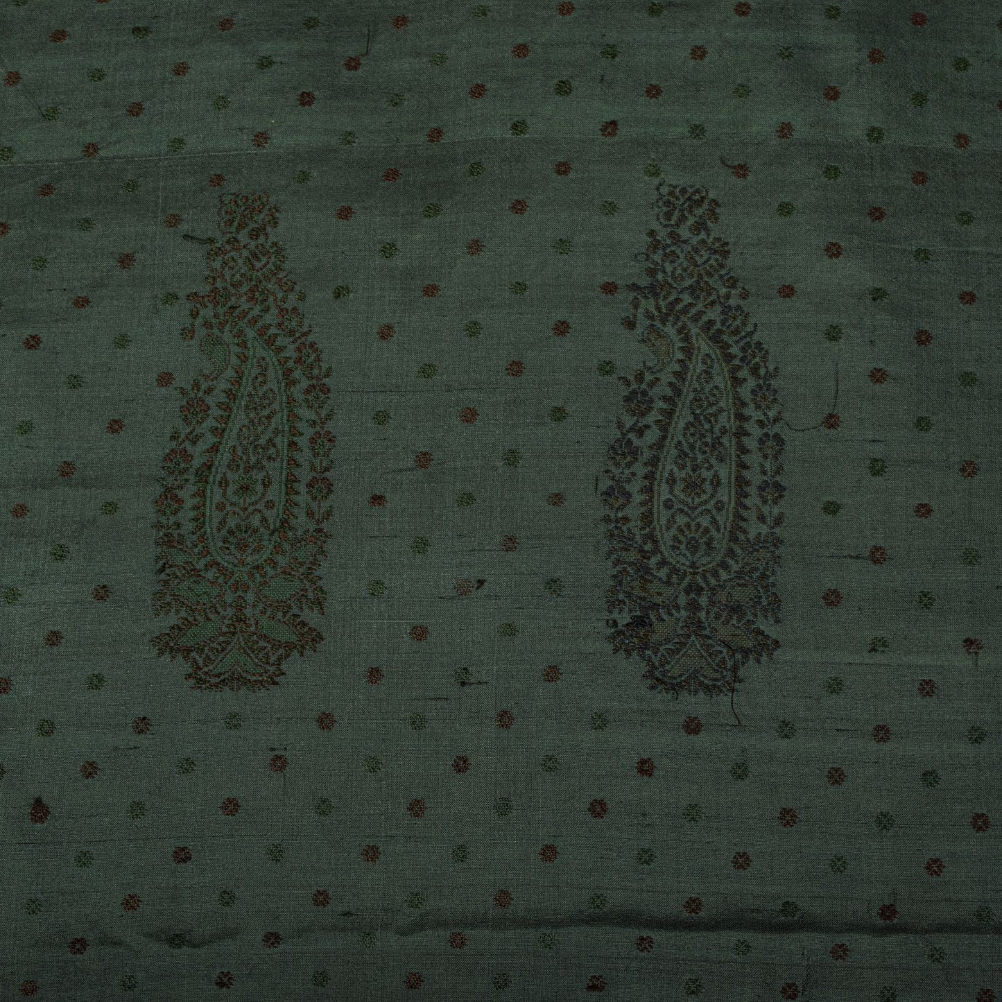 Sanskriti Vintage Saree Green Pure Silk Peacock Hand Woven Bengali Sari Fabric