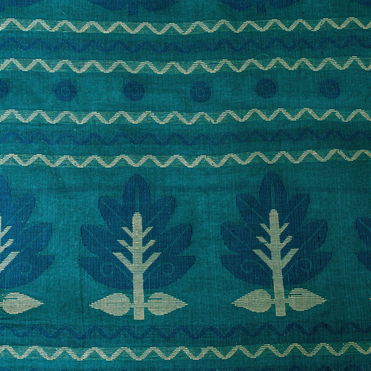 Sanskriti Vintage Green Pure Cotton Saree Hand Woven Tant Bengali 5.5+YD Fabric