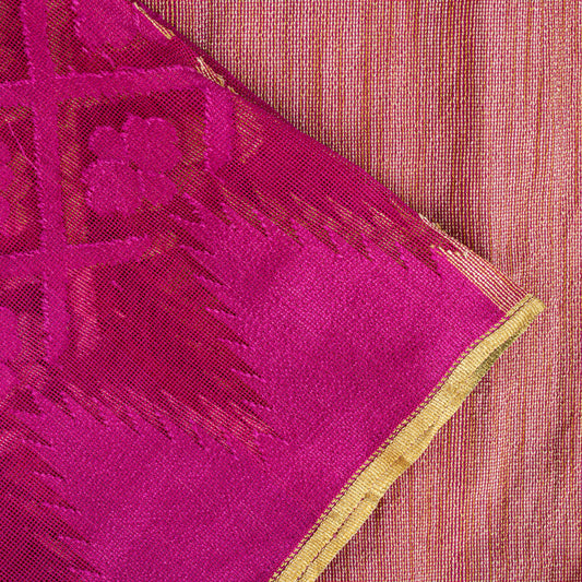Sanskriti Vintage Magenta Art Silk Saree Woven Floral Sari 5.5 YD Fabric Craft
