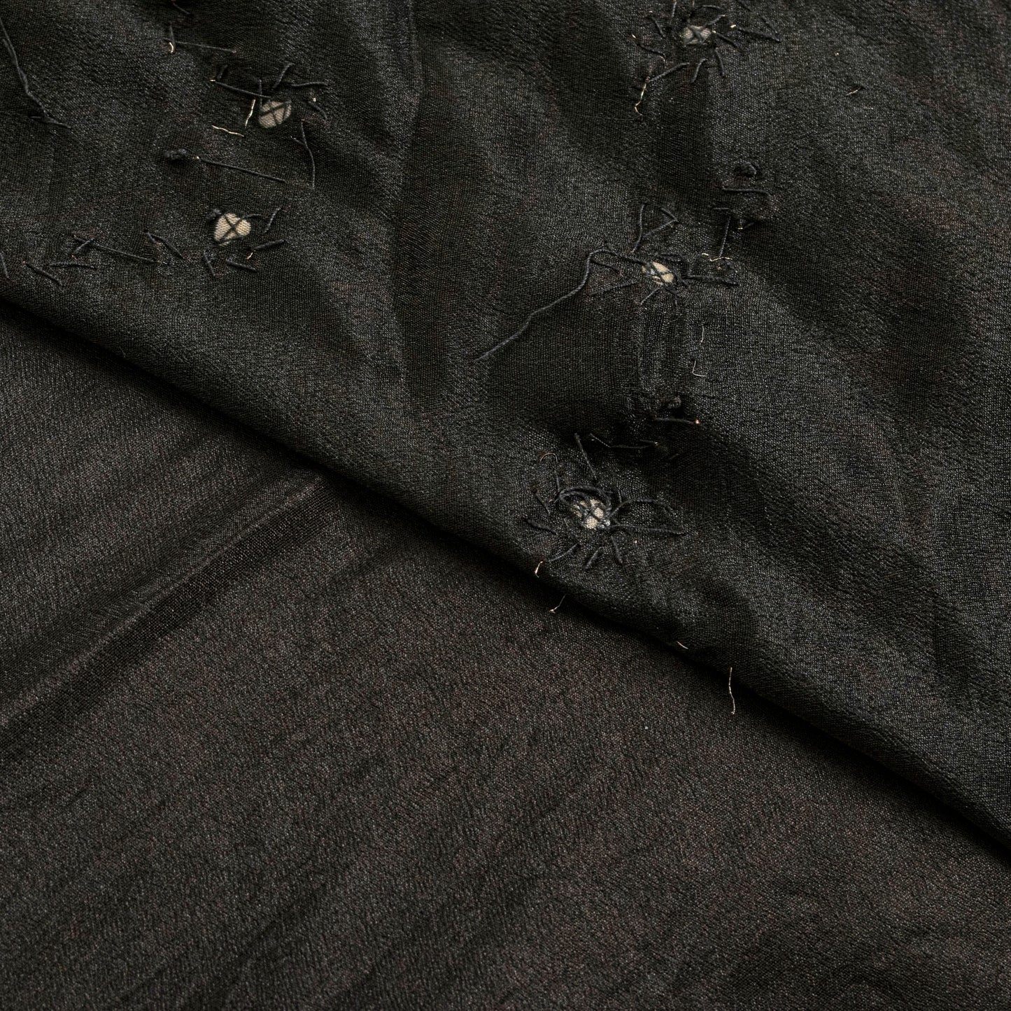 Sanskriti Vintage Black Pure Silk Saree Hand Embroidered Zardozi Stone 6+YD Sari