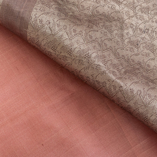 Sanskriti Vintage Pink 100%Pure Silk Saree Floral Woven Sari 5.5 YD Craft Fabric