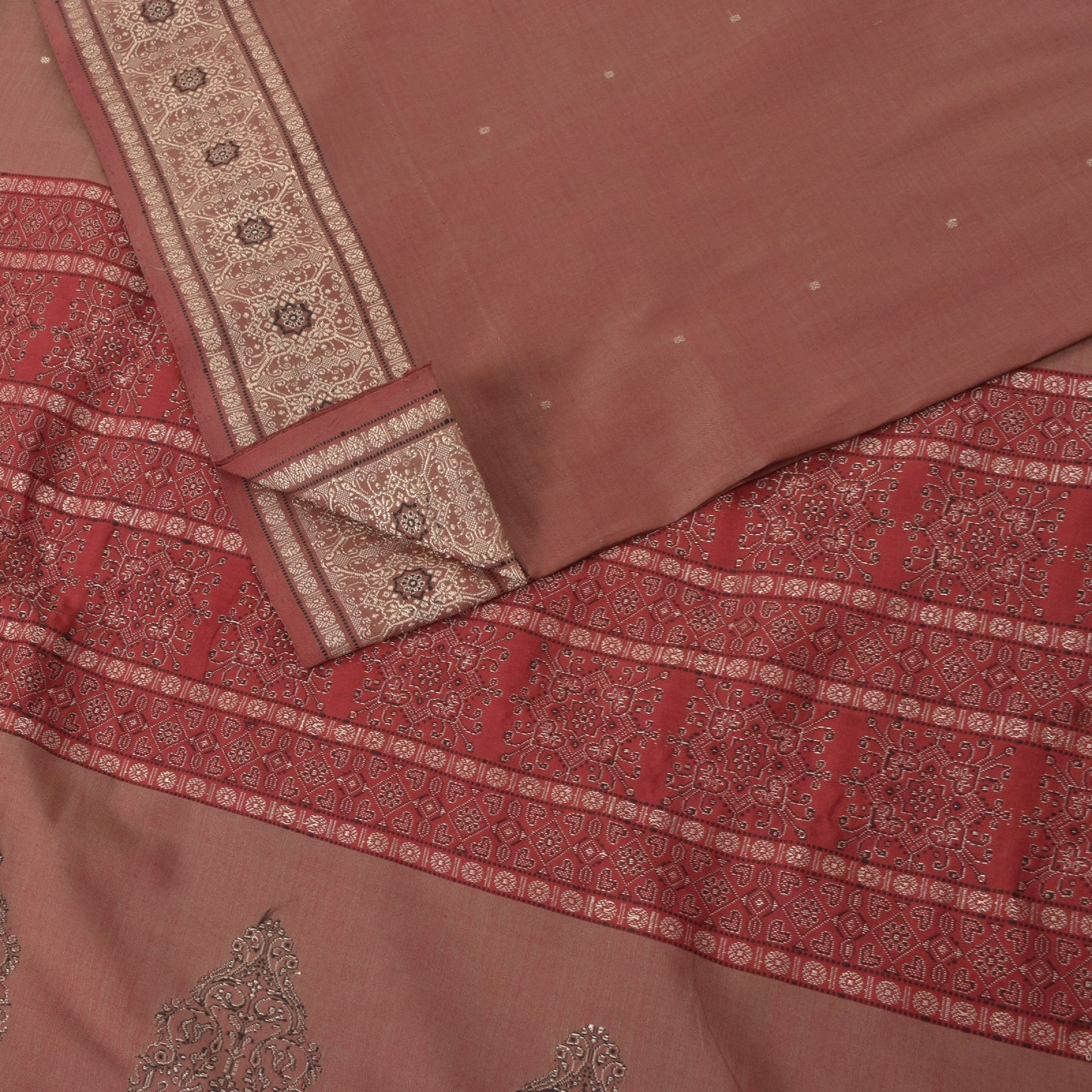 Sanskriti Vintage Brown Soft Blend Silk Saree Bollywood Floral Woven 5.5+YD Sari
