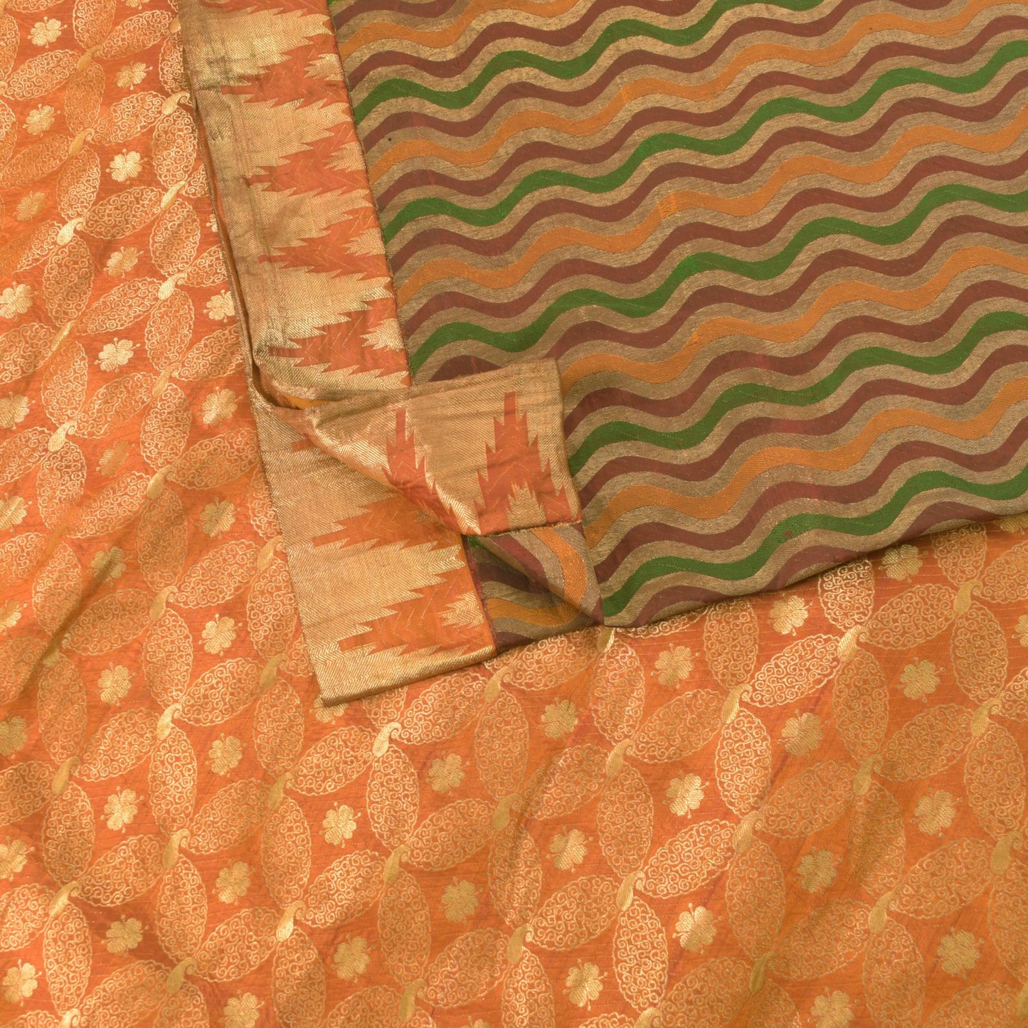 Sanskriti Vintage Multi Soft Pure Silk Saree Brocade Woven Sari 5.5+YD Craft