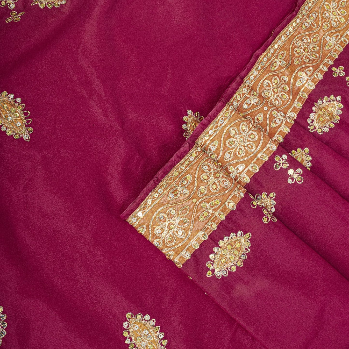 Sanskriti Vintage Saree Pink Art Silk Hand Embroidered Zari Sequins Fabric Sari