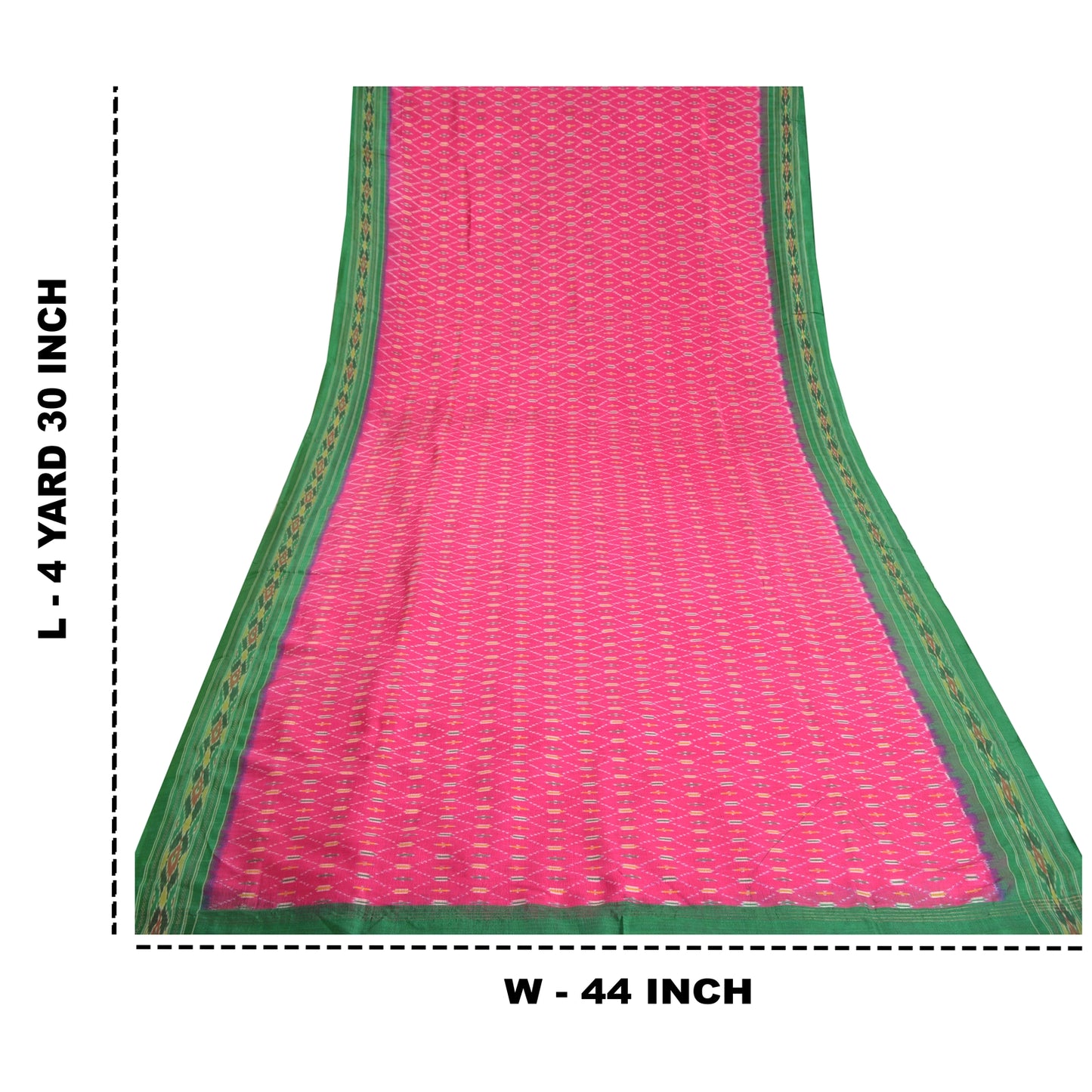 Sanskriti Vintage Saree Pink Sambhalpuri Hand Woven Ikat Pure Silk Sari Fabric
