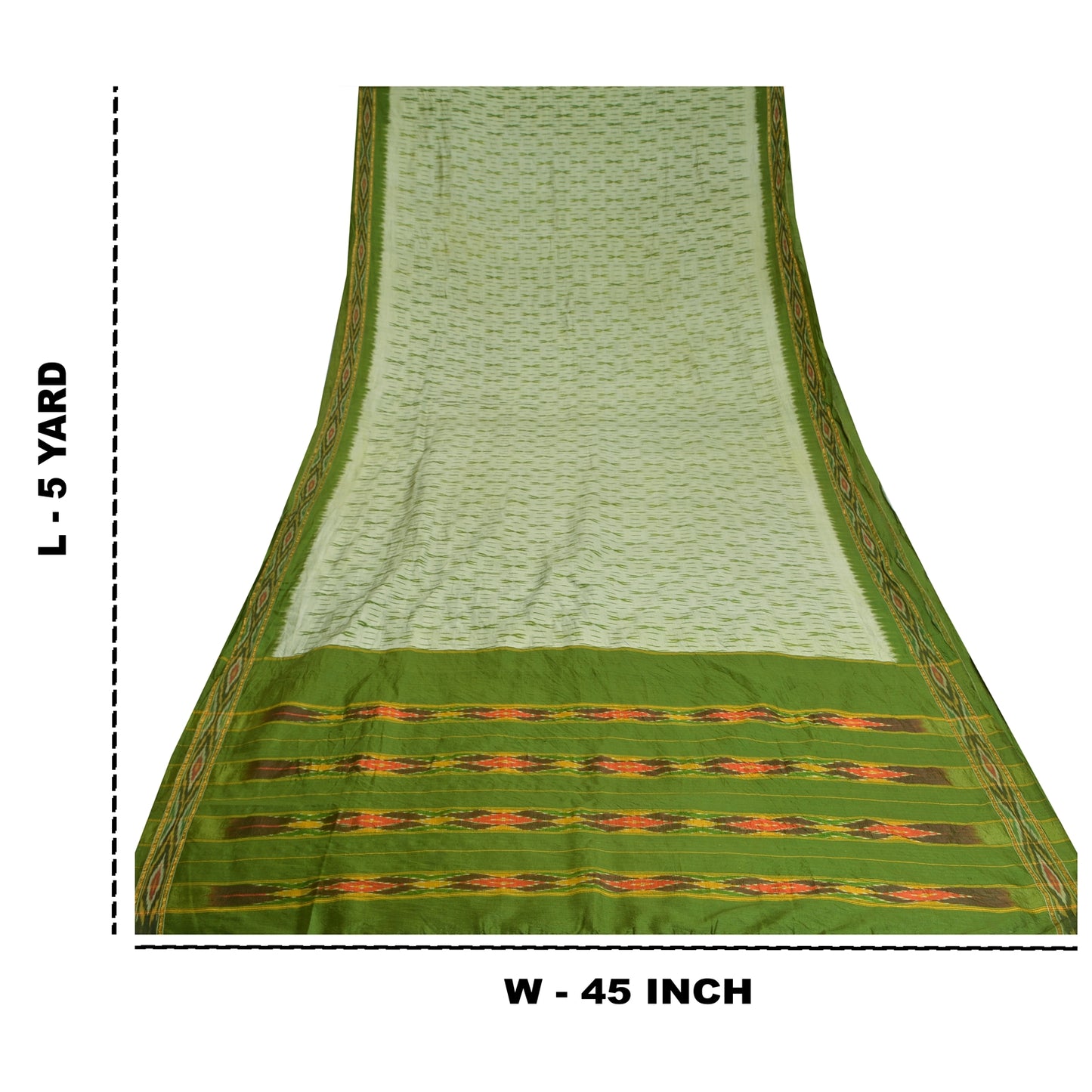 Sanskriti Vintage Green Pochampally Sarees Pure Silk Woven Ikat Sari Soft Fabric