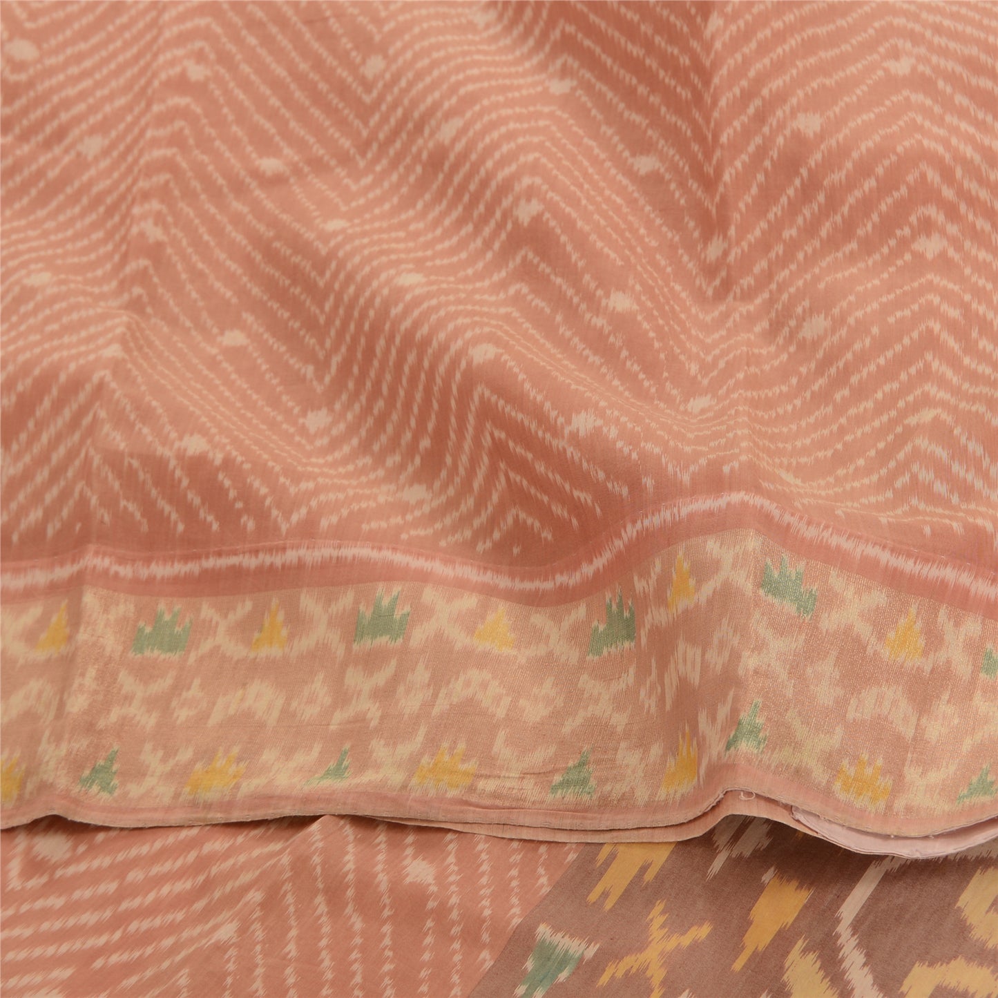 Sanskriti Vintage Saree Brown Sambhalpuri HandWoven Ikat Cotton Silk Sari Sustainable Fabric