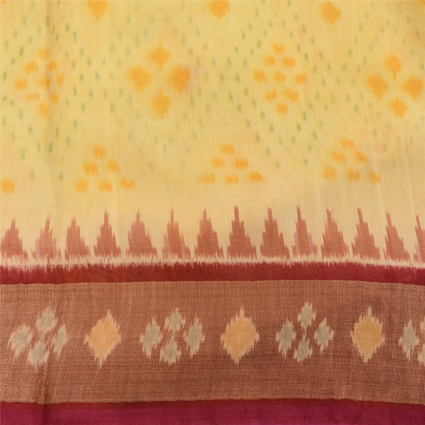 Sanskriti Vintage Saree Rare Odisha Hand Woven Ikat Cotton Silk Sari 5yd Sustainable Fabric