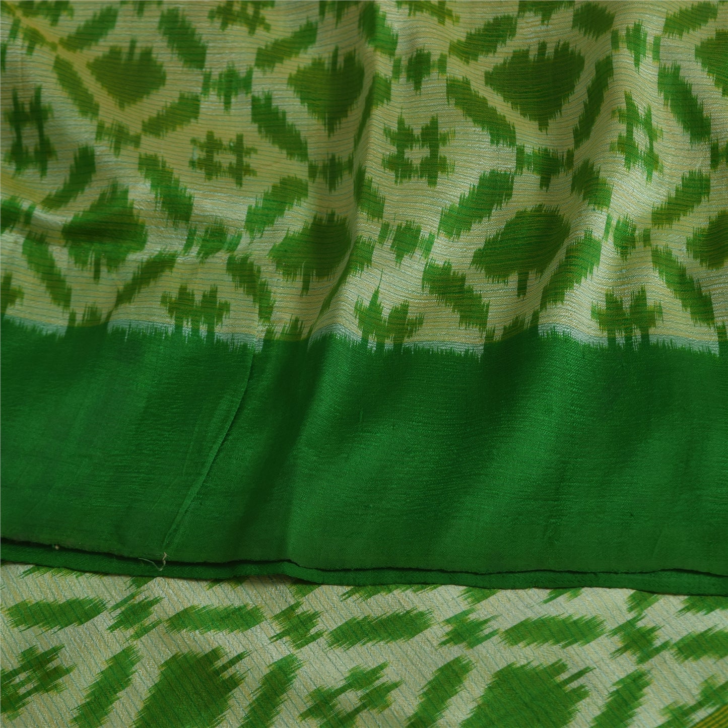 Sanskriti Vintage Sarees Sambhalpuri Ikat Handwoven Pure Silk Sari 5+yd Sustainable Fabric