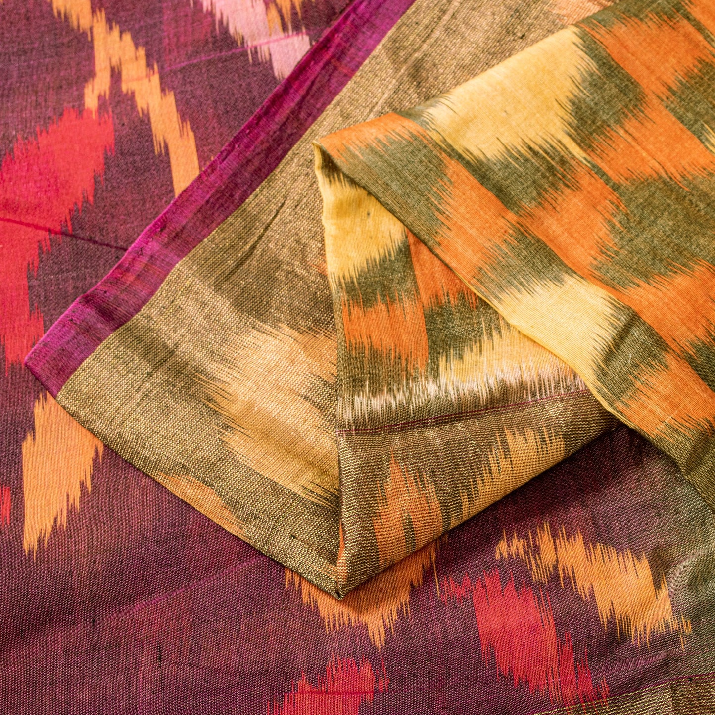 Sanskriti Vintage Brown Cotton Silk Sarees Ikat Hand Woven Sambhalpuri 5+Yd Sari