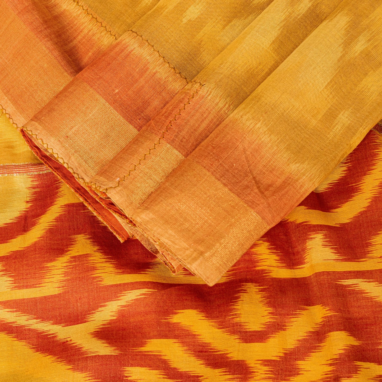 Sanskriti Vintage Yellow Blend Silk Sarees Ikat Handwoven Sambhalpuri 5.5Yd Sari