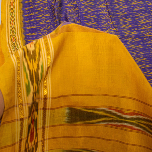 Sanskriti Vintage Purple Soft Pure Silk Saree Ikat Hand Woven Pochampally 5+Yd