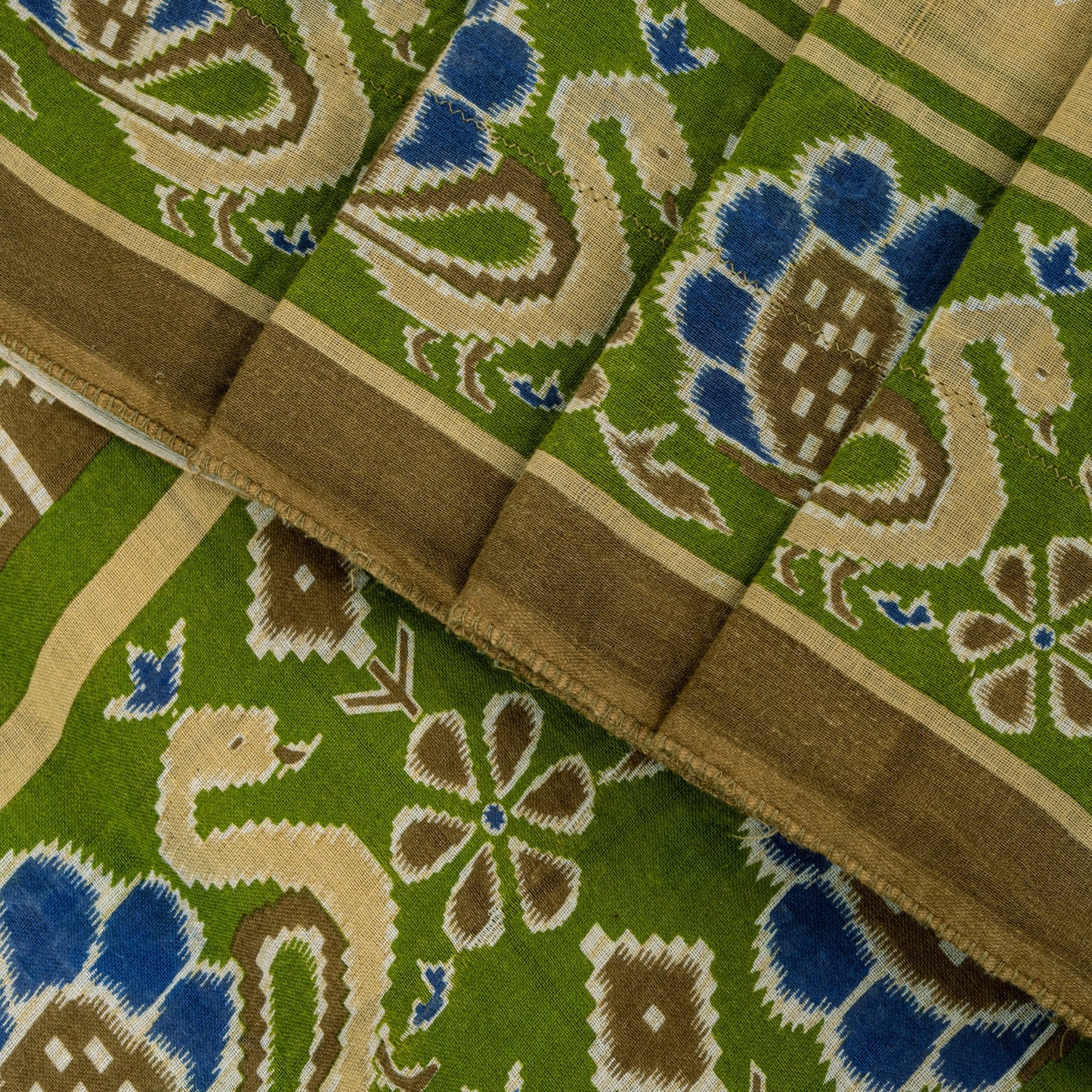Sanskriti Vintage Soft Yellow Pure Cotton Saree Peacock Ikat Printed 5+Yd Sari