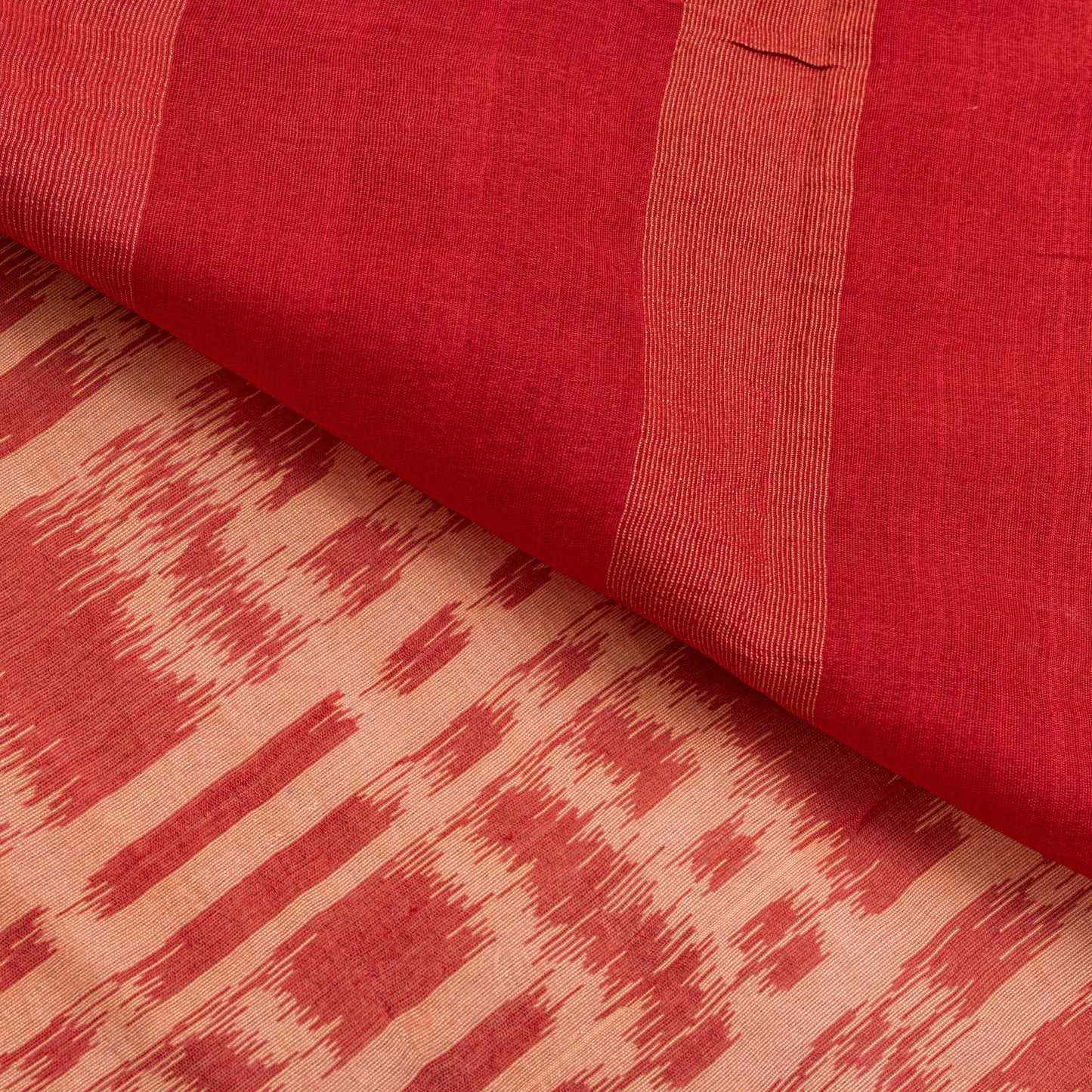 Sanskriti Vintage Orange Cotton Silk Saree Ikat Handwoven Sonepur Odisha 5.5Yd