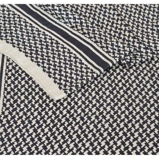 Sanskriti New Viscose Printed Shawl White Stole Scarf Geometrical Scarves