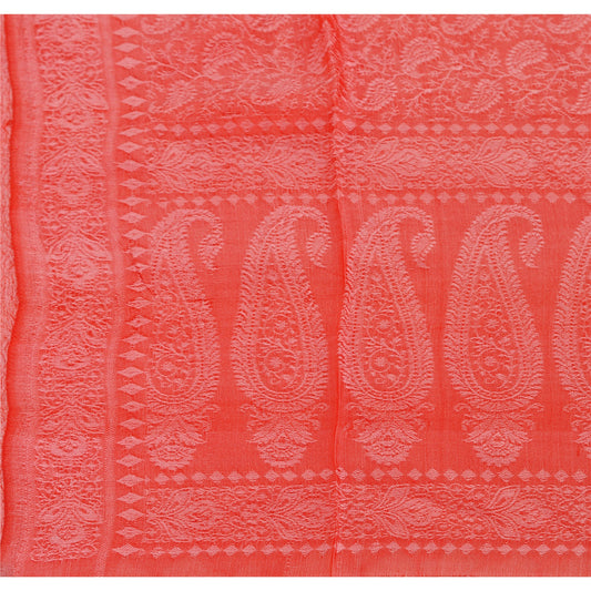 Sanskriti New Woven Silk Scarf Red Stole Paisley Wrap Scarves