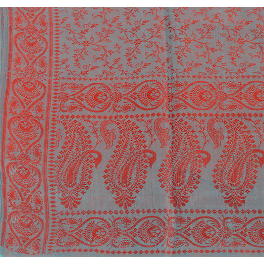 Sanskriti New Woven Silk Jacquard Scarf Red Stole Paisley Wrap Soft Scarves