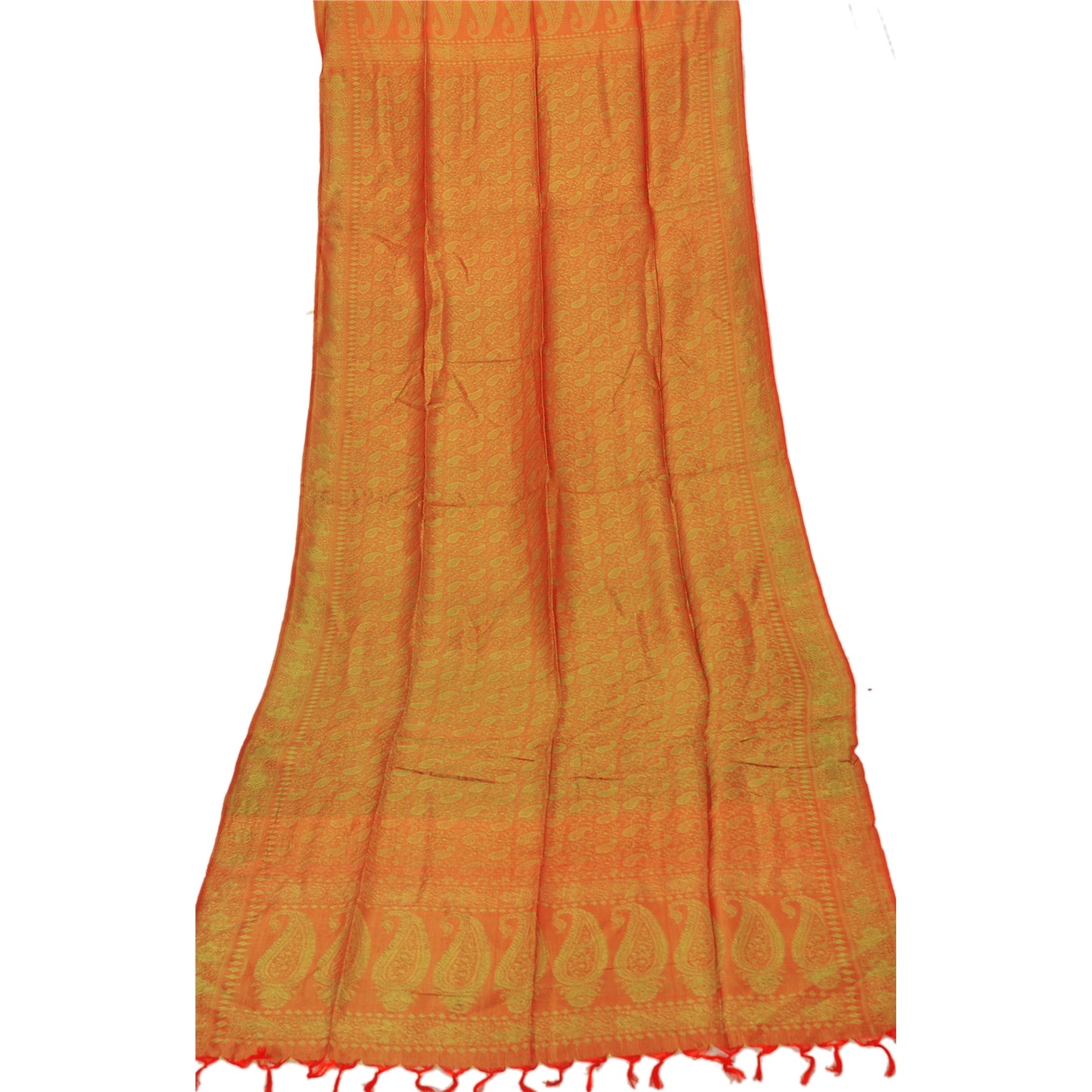 Sanskriti Ny Pashmina Vævet Silke Jacquard Tørklæde Rød Stola Paisley