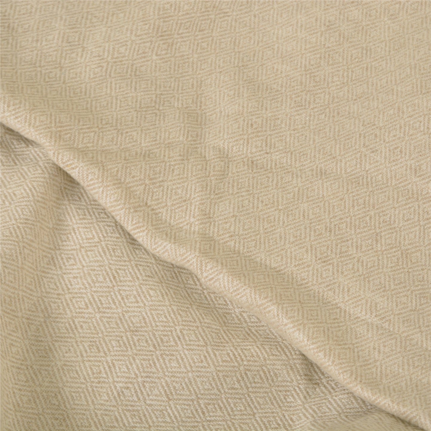 Sanskriti New Pashmina Cashmere Pure Wool Poncho Top Collar Cream Fur Pom Poms