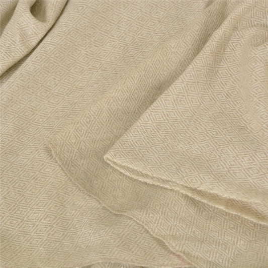 Sanskriti New Pashmina Cashmere Pure Wool Poncho Top Collar Cream Fur Pom Poms