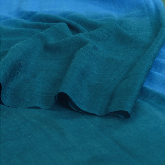 Sanskriti New Two Shade Shawl Scarf Pure Lamb Wool Stole Warm Soft Blue