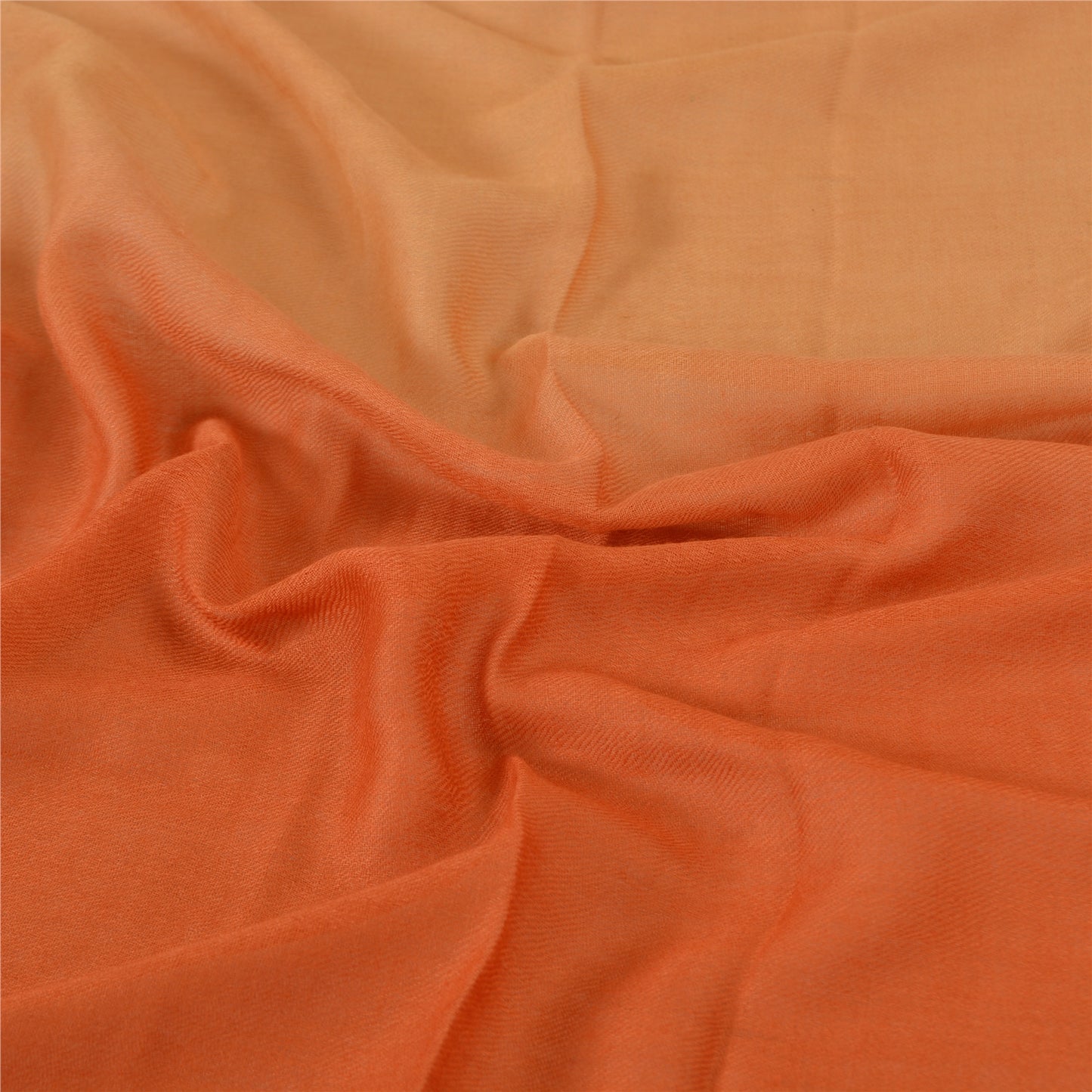 Sanskriti New Two Shade Shawl Scarf Pure Lamb Wool Stole Warm Soft Orange