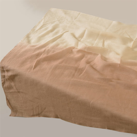 Sanskriti Long Stole Two Shade Shawl Scarf Pure Wool Warm Soft Brown Scarves