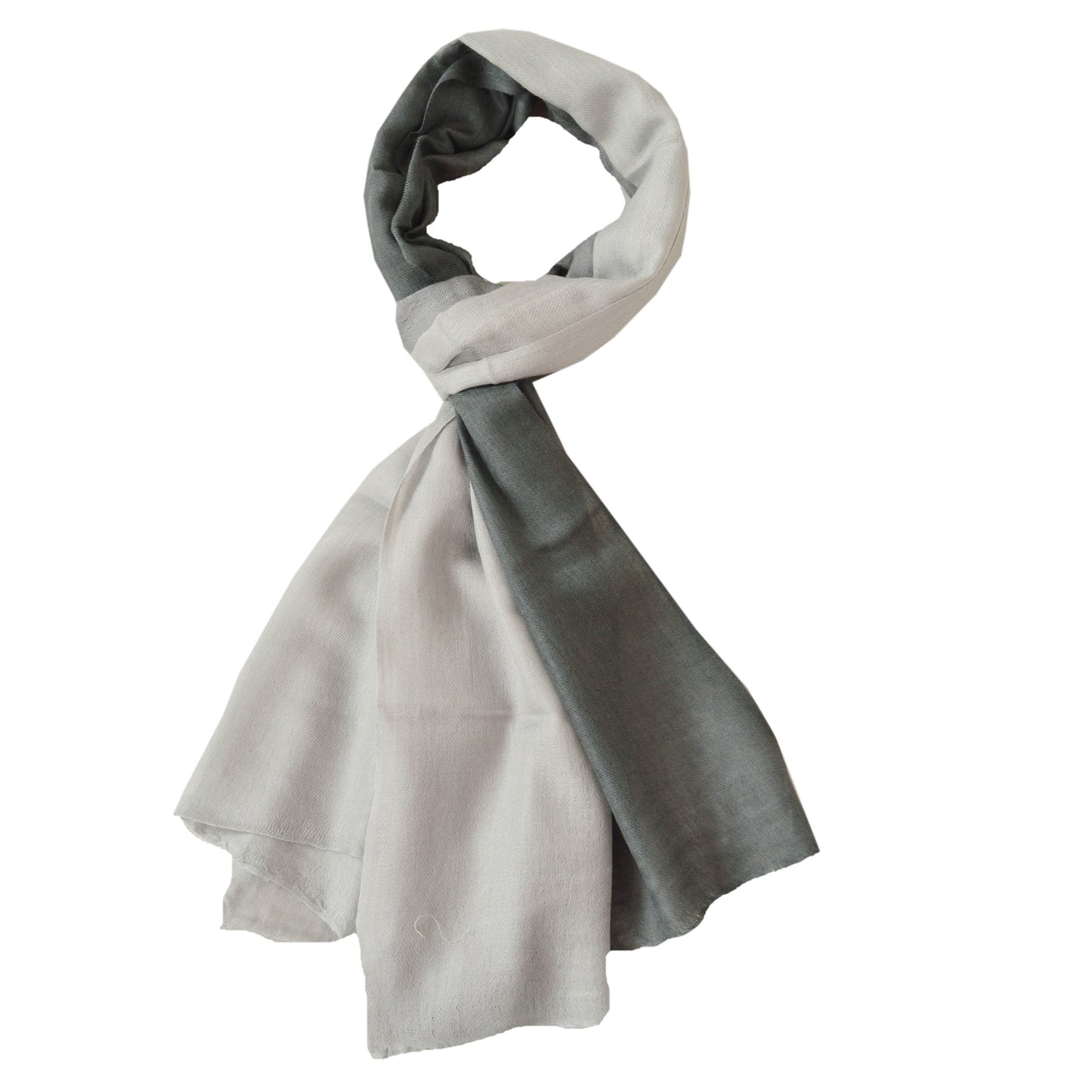 Sanskriti Long Stole Two Shade Shawl Scarf Pure Wool Warm Soft Grey Scarf