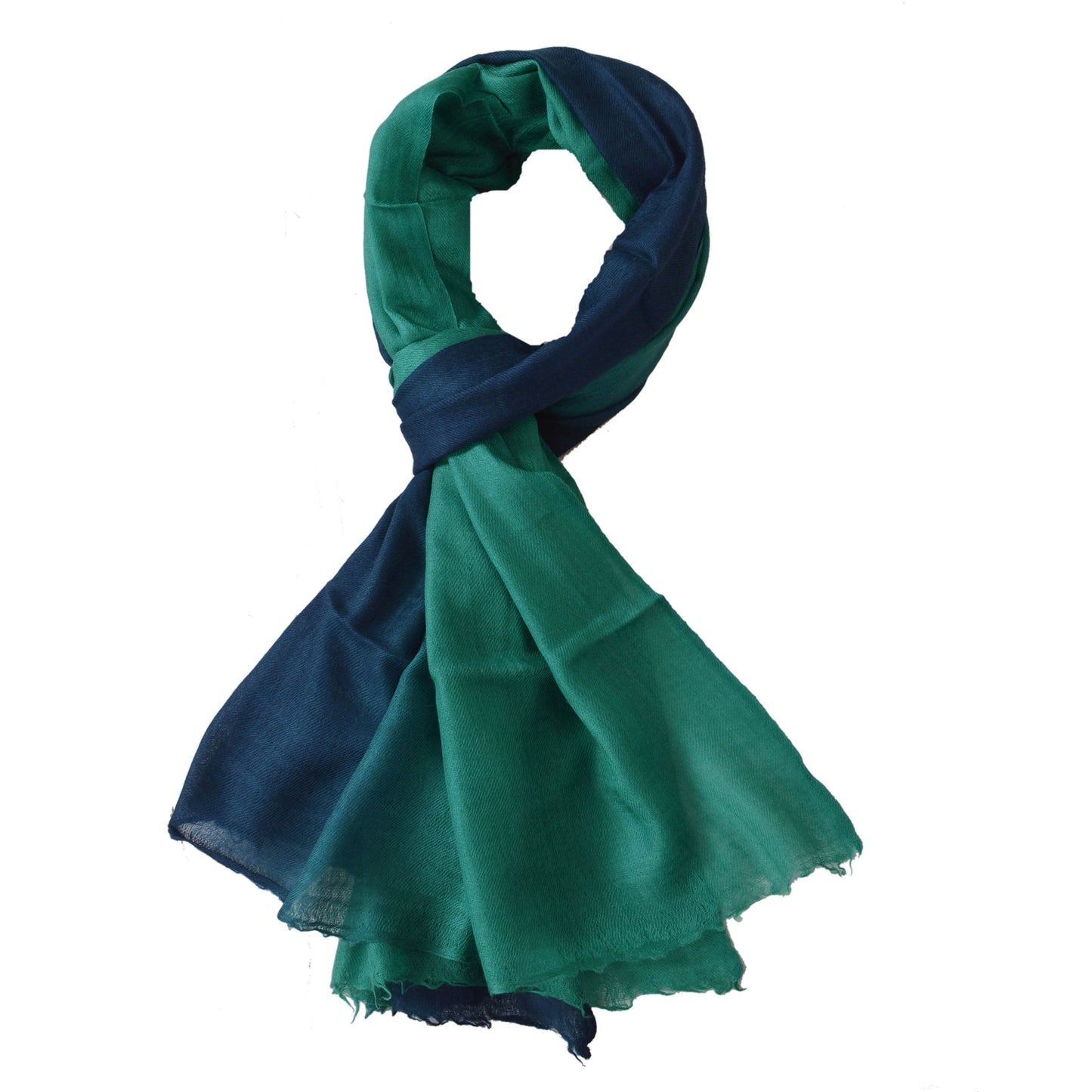 Sanskriti Long Stole Two Shade Shawl Scarf Pure Wool Warm Soft Green Scarf