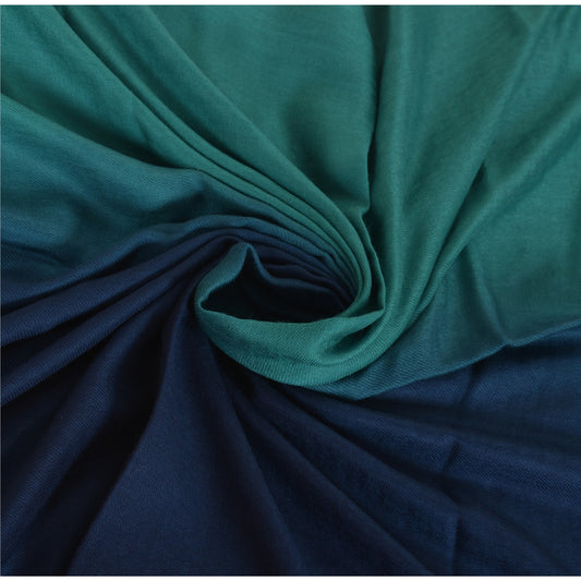 Sanskriti Long Stole Two Shade Shawl Scarf Pure Wool Warm Soft Green Scarf