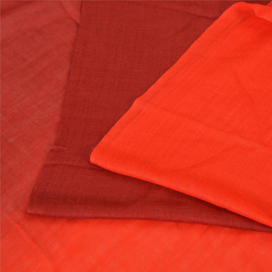 Sanskriti New Two Shade Shawl Scarf Pure Lamb Wool Stole Warm Soft Red