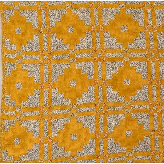 Sanskriti Vintage Indian Woven Woolen Shawl Scarf Stole Yellow Floral