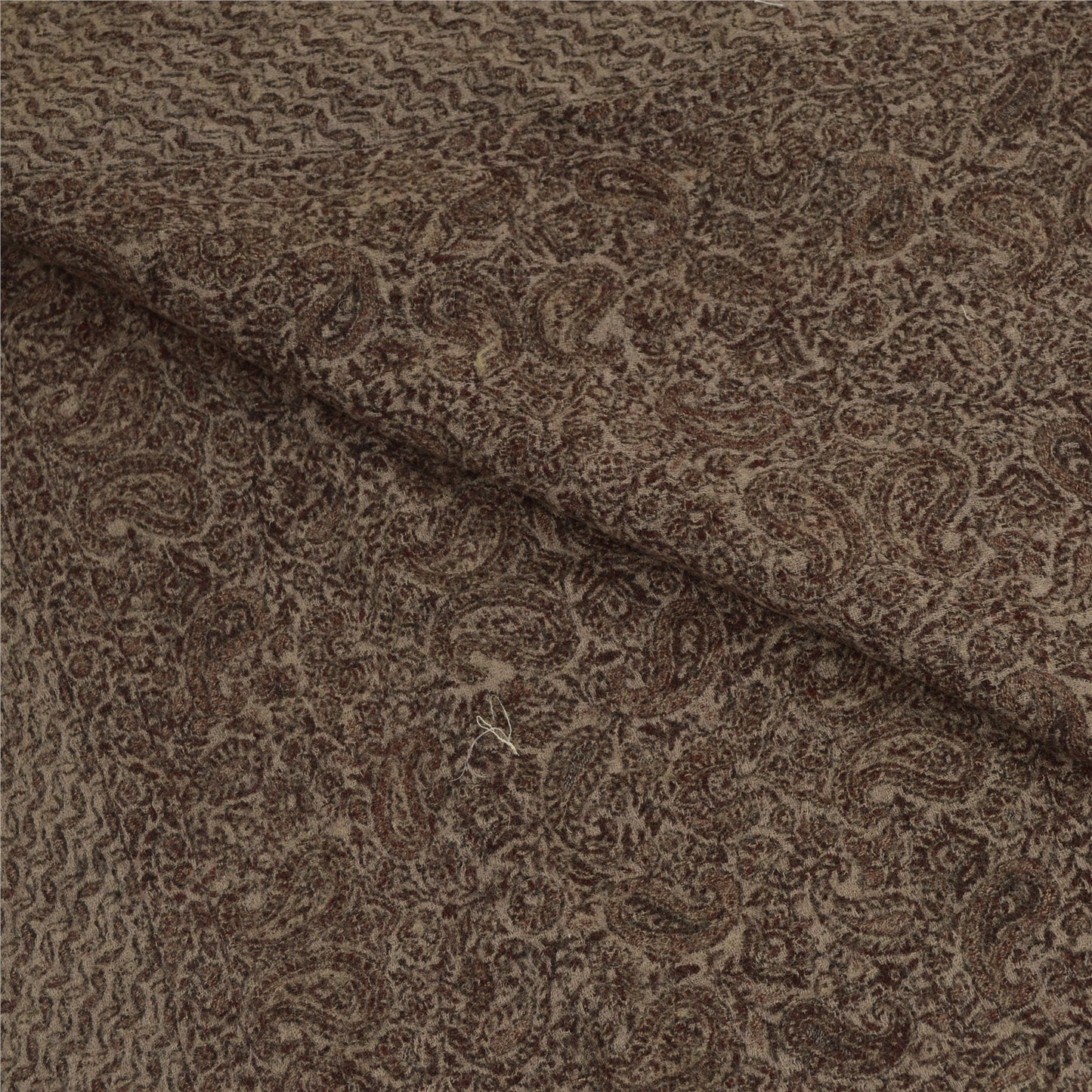 Sanskriti Vintage Long Brown Shawl Woven Pure Woollen Scarf Throw Stole