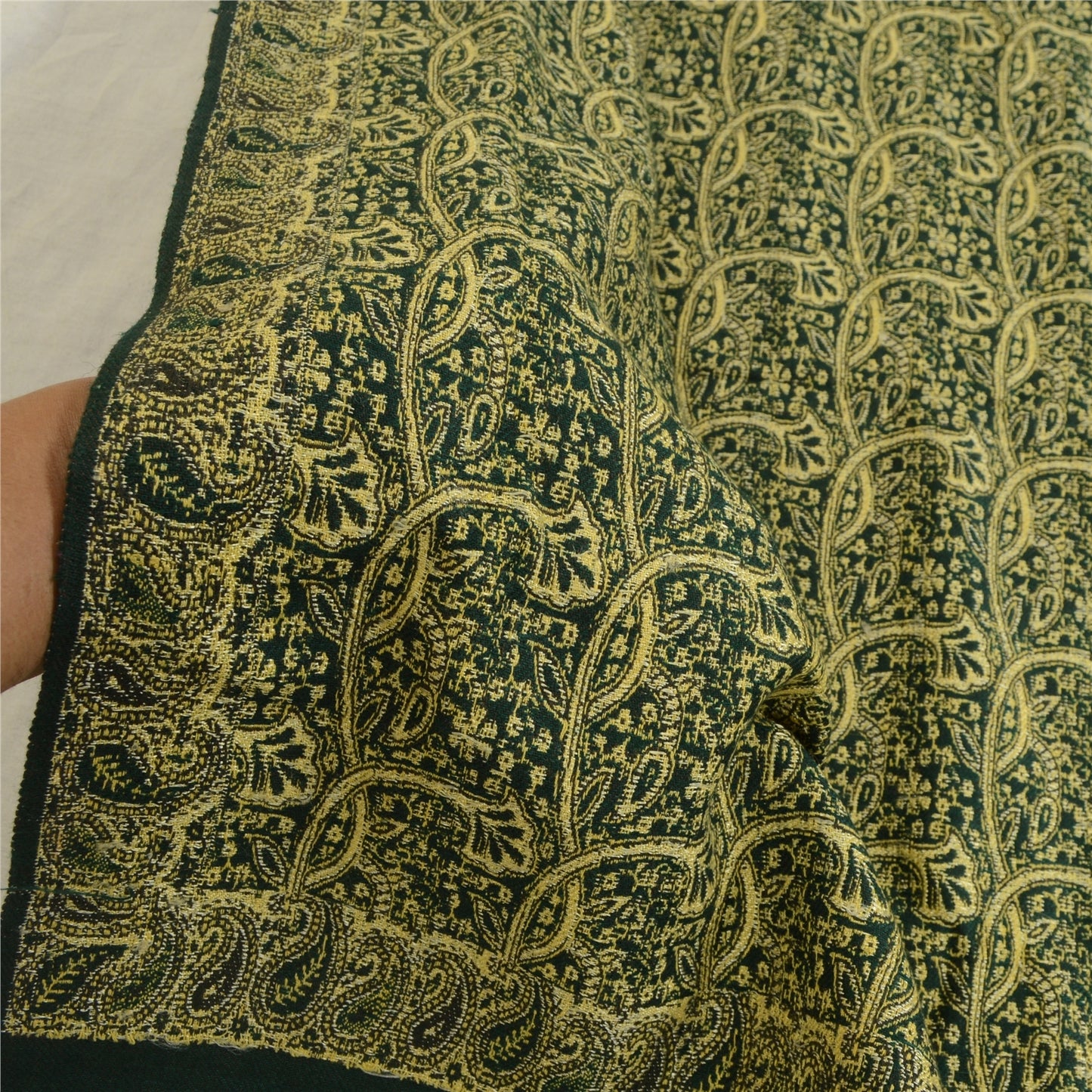 Sanskriti Vintage Sanskriti Vintage Vintage Green Long Woolen Shawl Woven Reversible Throw Stole mikasa upholstery fabric