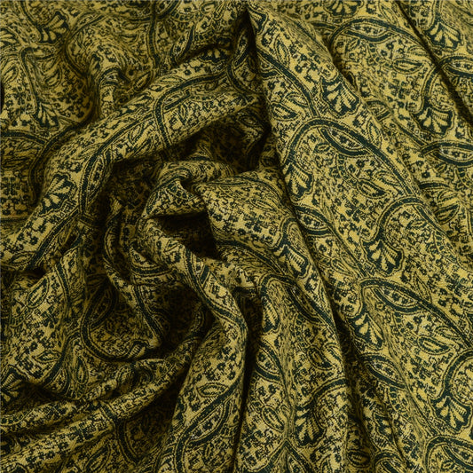 Sanskriti Vintage Green Long Pure Woolen Shawl Woven Reversible Scarf Stole