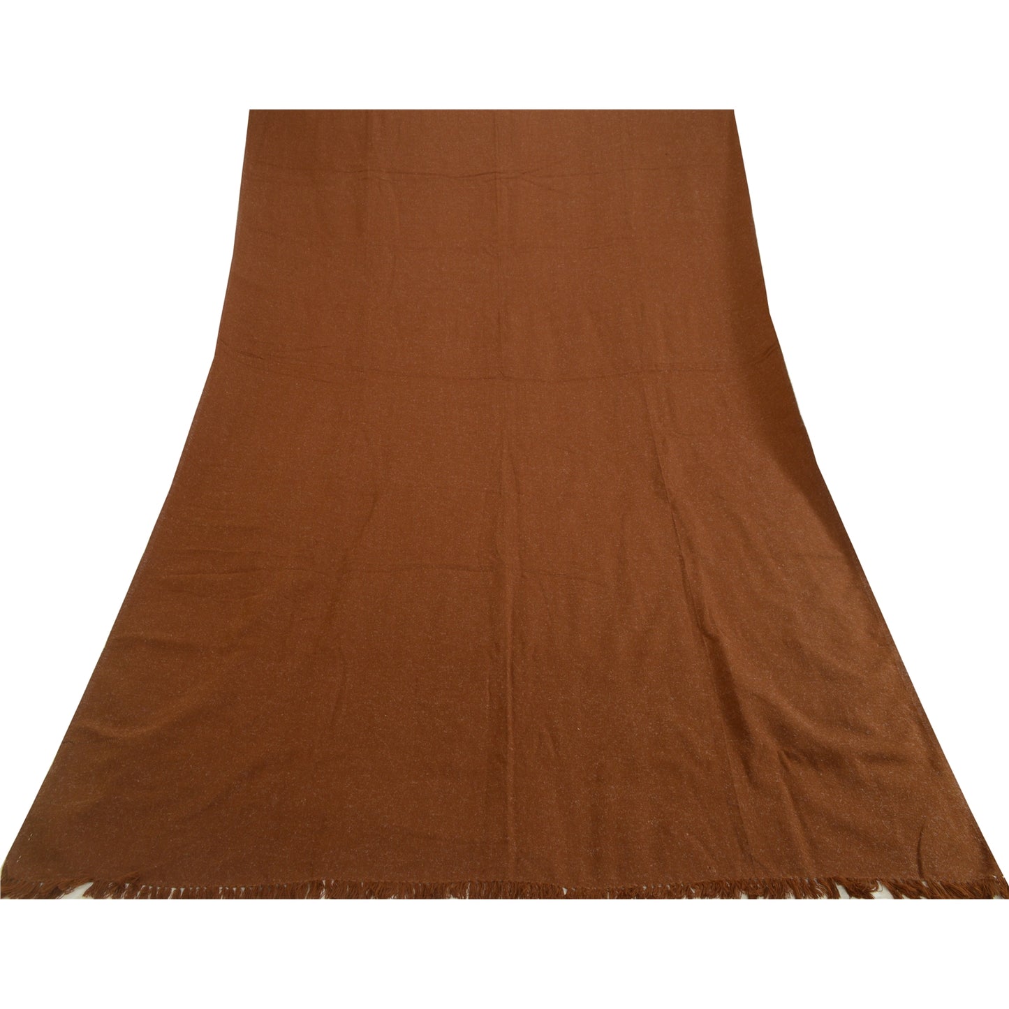 Sanskriti Vintage Brown Long Solid Woolen Shawl Reversible Scarf Throw Stole